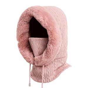 Warm Winter Balaclava Hat for Women - Pink