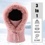 Warm Winter Balaclava Hat for Women - Pink