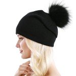 Cozy Cashmere Knit Beanie with Raccoon Pom Pom