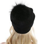 Cozy Cashmere Knit Beanie with Raccoon Pom Pom