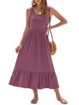 WNEEDU Women's Sleeveless Maxi Dress with Pockets