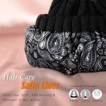 Satin Lined Faux Fur Pom Beanie for Women