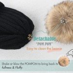 Satin Lined Faux Fur Pom Beanie for Women