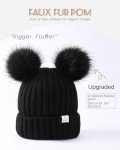 Satin Lined Winter Beanie with Faux Fur Poms