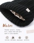 Satin Lined Winter Beanie with Faux Fur Poms
