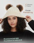Satin Lined Winter Beanie with Faux Fur Poms