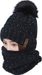 Cute Women's Pom Beanie Hat and Scarf Set