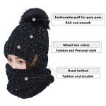 Cute Women's Pom Beanie Hat and Scarf Set