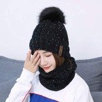 Cute Women's Pom Beanie Hat and Scarf Set