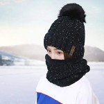 Cute Women's Pom Beanie Hat and Scarf Set