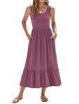 WNEEDU Women's Sleeveless Maxi Dress with Pockets