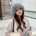 Cozy Fleece-Lined Knit Hat with Pom Pom - Gray