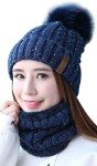 Cozy Navy Beanie Hat and Scarf Set for Women