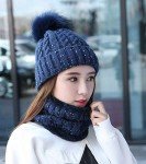 Cozy Navy Beanie Hat and Scarf Set for Women