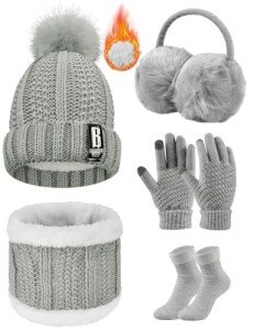 Winter Knit Set: Hat, Scarf, Gloves & Earmuffs