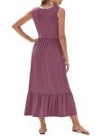 WNEEDU Women's Sleeveless Maxi Dress with Pockets