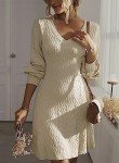 Chic Loose V-Neck Sweater Midi Dress