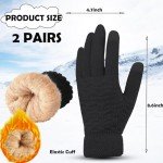 Warm Touch Screen Knit Gloves for Women (2 Pairs)