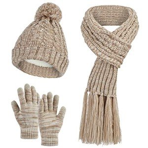 Women's 3-Piece Knitted Winter Hat and Scarf Set