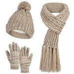 Women's 3-Piece Knitted Winter Hat and Scarf Set