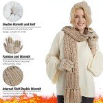 Women's 3-Piece Knitted Winter Hat and Scarf Set