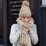 Women's 3-Piece Knitted Winter Hat and Scarf Set