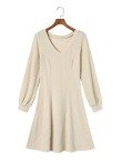 Chic Loose V-Neck Sweater Midi Dress