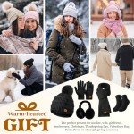 Voqeen Women's 5-Piece Hat and Scarf Set