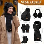 Voqeen Women's 5-Piece Hat and Scarf Set