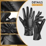Warm Touchscreen Sheepskin Leather Gloves for Women