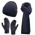 Winter Knit Beanie, Scarf & Touchscreen Gloves Set