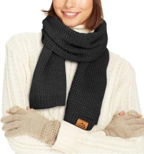 Loowoko Women's Waffle Knitted Plush Scarf