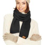 Loowoko Women's Waffle Knitted Plush Scarf