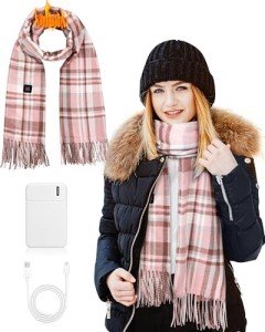 Rechargeable Heated Scarf for Women - Pink Tassel