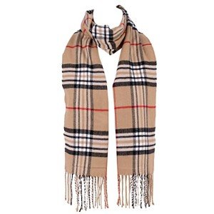 Super Soft Camel Check Plaid Winter Scarf