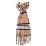 Super Soft Camel Check Plaid Winter Scarf