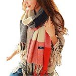 Tartan Wool Scarf for Women - Blue & Red
