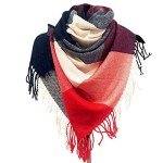Tartan Wool Scarf for Women - Blue & Red