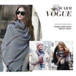 Tartan Wool Scarf for Women - Blue & Red