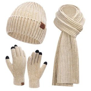 Women's Winter Beanie, Scarf, and Gloves Set