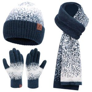 Navy Blue Women's Winter Hat and Scarf Set