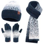 Navy Blue Women's Winter Hat and Scarf Set