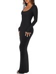 REORIA Women's Square Neck Long Sleeve Maxi Dress