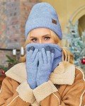 Cozy Winter Beanie, Scarf & Gloves Set - Light Blue