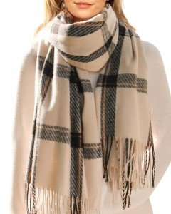 Large Oversized Plaid Cashmere Feel Winter Scarf