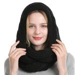 Cozy Black Cable Knit Infinity Scarf for Women