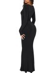REORIA Women's Square Neck Long Sleeve Maxi Dress