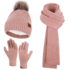 Cozy Knit Beanie, Scarf & Gloves Set for Women