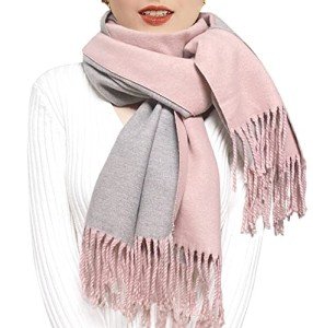 Women's Reversible Cashmere Wool Scarf – Pink & Grey