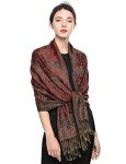 Luxury Reversible Paisley Pashmina Scarf in Rust Red